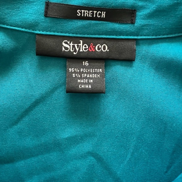 Style & Co. Teal Button-Down Shirt - Picture 2 of 3